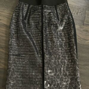 Dolce & Gabbana D&G Y2K Black Metallic Silver Animal Print Panel Skirt XS